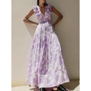 ME+EM Cheesecloth Tulip Print Maxi Dress Size 4